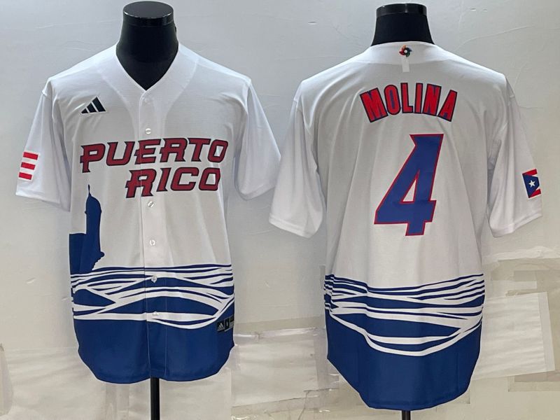 Men 2023 World Cub 4 Molina White MLB Jersey6